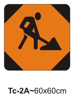 Road works ahead sign