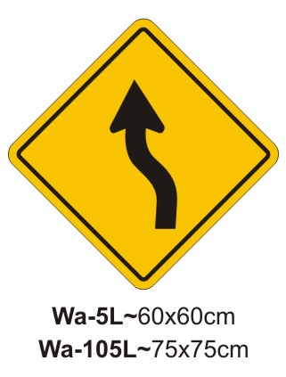 Reverse curve left sign