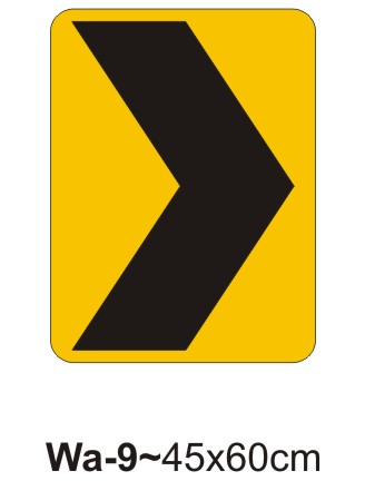 Sharp turn guides sign