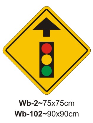 Traffic lights ahead sign