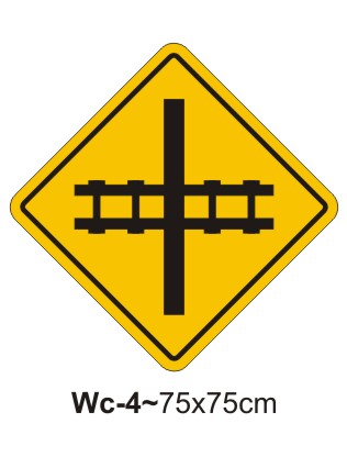 Railway crossing ahead sign